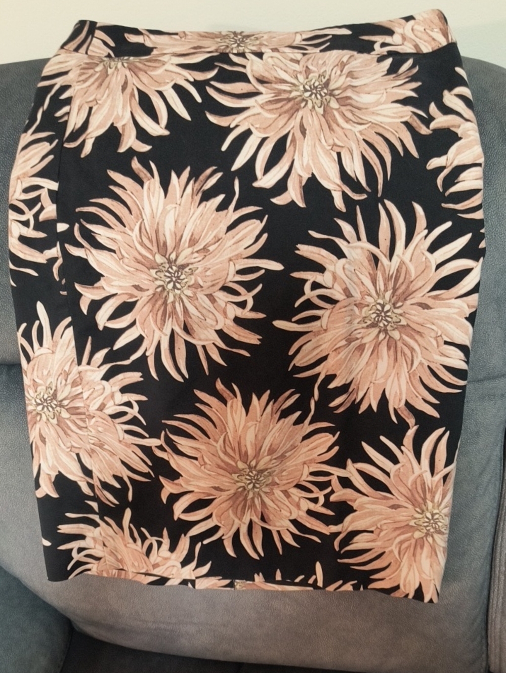 Ann Taylor Black Pencil Skirt with Blush Floral Print